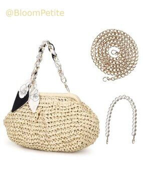 Womens Straw Clutch Crossbody Bag Woven Dumpling Purse Summer Beach